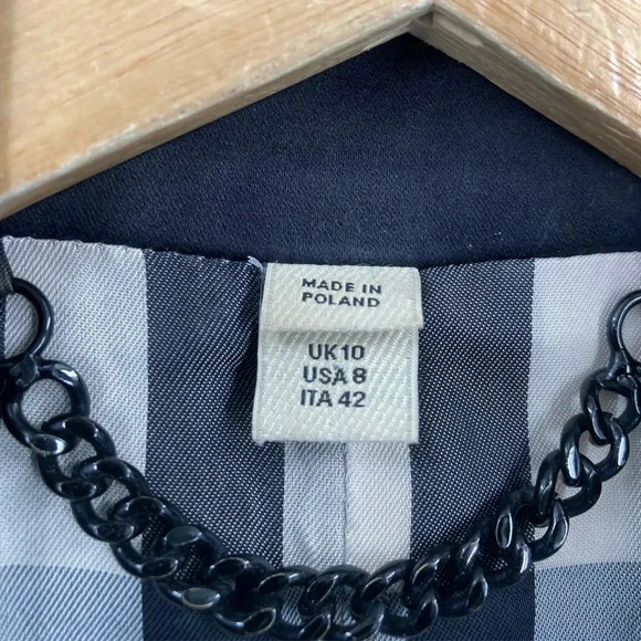 Burberry London Authenticated Black Cotton Blend Womens Pea Coat Size 8 - Picture 13 of 16